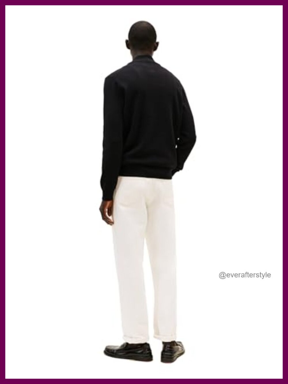 Men's Cotton Quarter Zip Pullover Sweater Long Sleeve Mock Neck - Picture 3 of 3